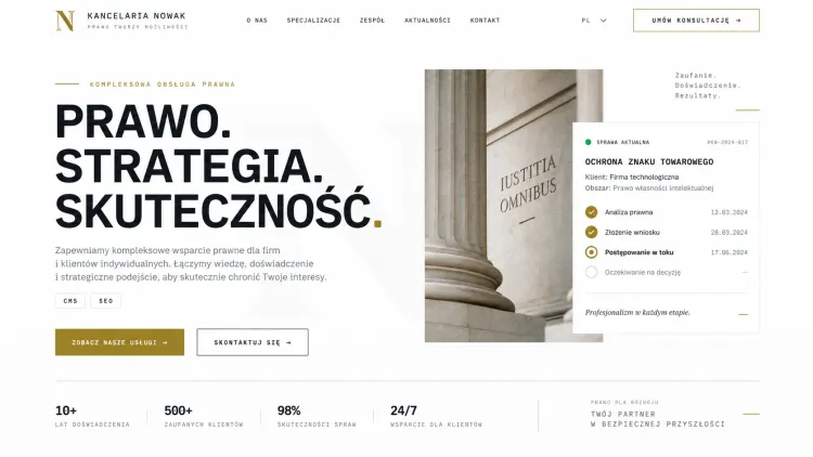 Strona dla kancelarii prawnej z panelem CMS