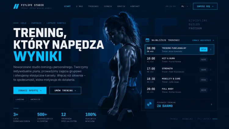 Strona dla trenera personalnego i studia fitness